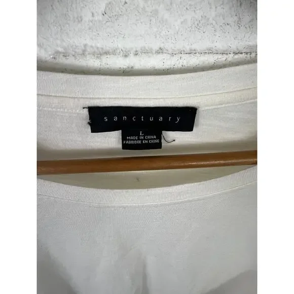 Sanctuary Women's Eyelet Puff Sleeve Blouse Stretch in white Size Large - Picture 4 of 7